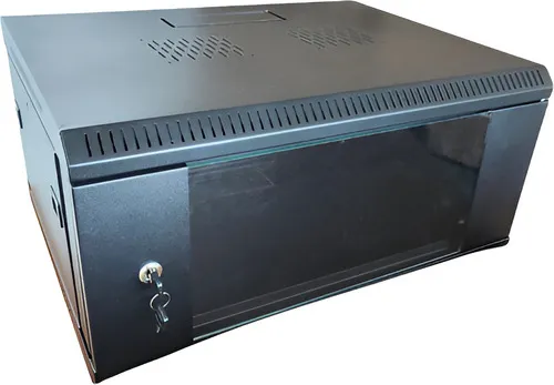 Imagen del Producto: RACK CLASICO CERRADO DE PARED 4U PUERTA DE VIDRIO COLOR NEGRO METALNET en Area Electric