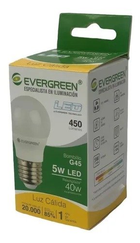 Imagen del Producto: BOMBILLO LED 5W G45 E27 3000K EVERGREEN en Area Electric