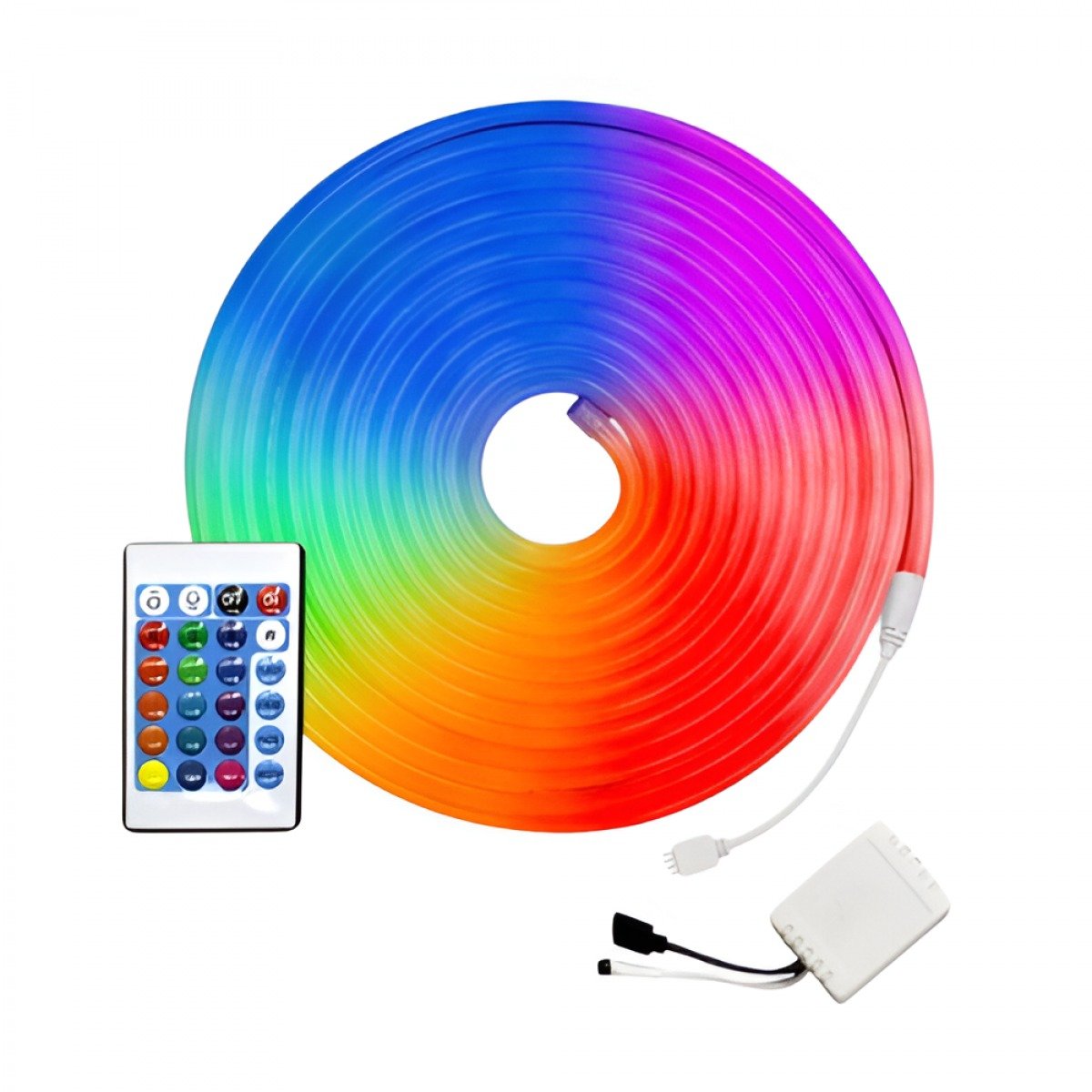 Imagen del Producto: CINTA NEON FLEX DE COLORES 6X12MM/12VDC/5M/CONTROL+ RECEPTOR+FUENTE ASTORVEN en Area Electric