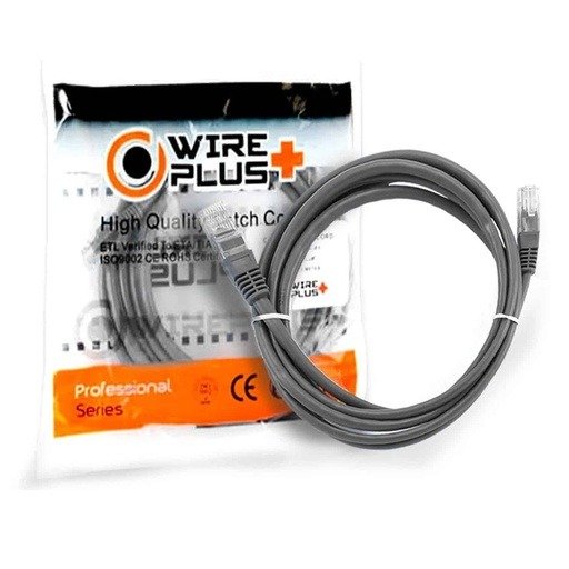 Imagen del Producto: PATCH CORD WIREPLUS+ CAT5E GRIS 1M en Area Electric