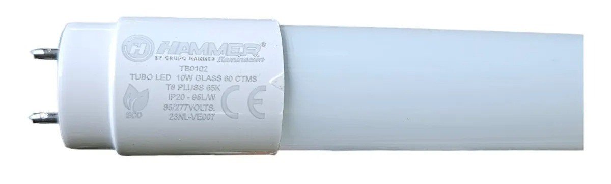 Imagen del Producto: TUBO LED T8 PLUSS 10W GLASS 65K 1P65 95 L/W 85/277V 60 CTM HAMMER en Area Electric