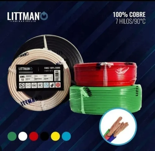 Imagen del Producto: CABLE THHN/THWN #12 NEGRO 100% COBRE 7H 90° ROLLO 100 MTS en Area Electric