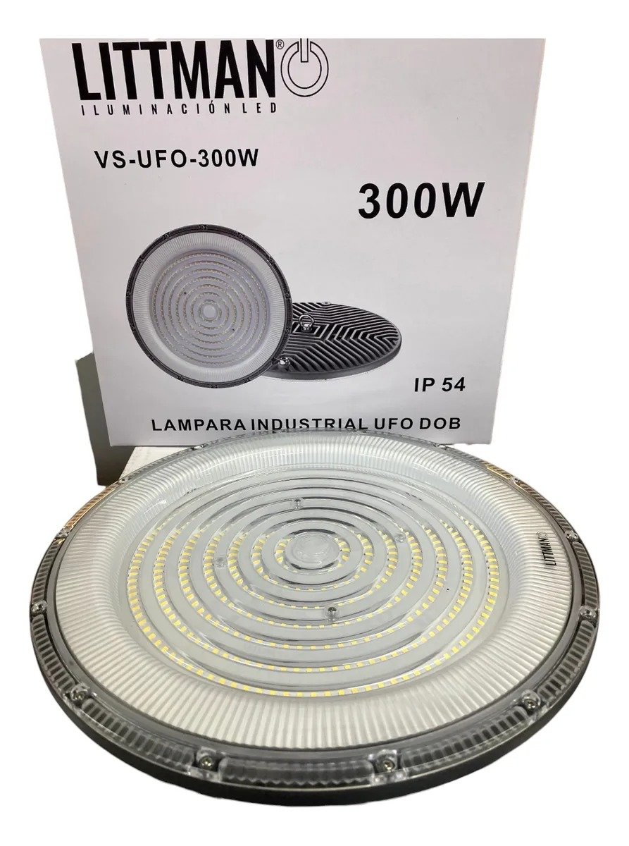 Imagen del Producto: LAMPARA INDUSTRIAL UFO 300W CON TECNOLOGIA DOB 6500K IP54 - LITTMAN en Area Electric