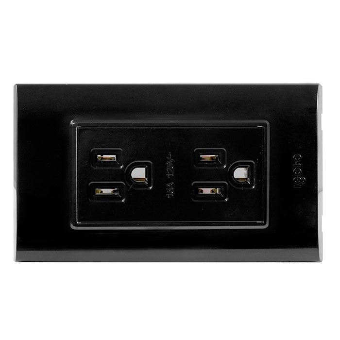 Imagen del Producto: TOMACORRIENTE DOBLE CON TIERRA NEGRO - IGOTO en Area Electric