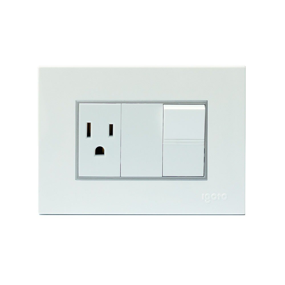 Imagen del Producto: INRTERRUPTOR + TOMACORRIENTE BLANCO - IGOTO en Area Electric