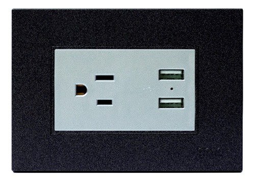 Imagen del Producto: TOMACORRIENTE SENCILLO CON TIERRA + USB NEGRO - IGOTO en Area Electric