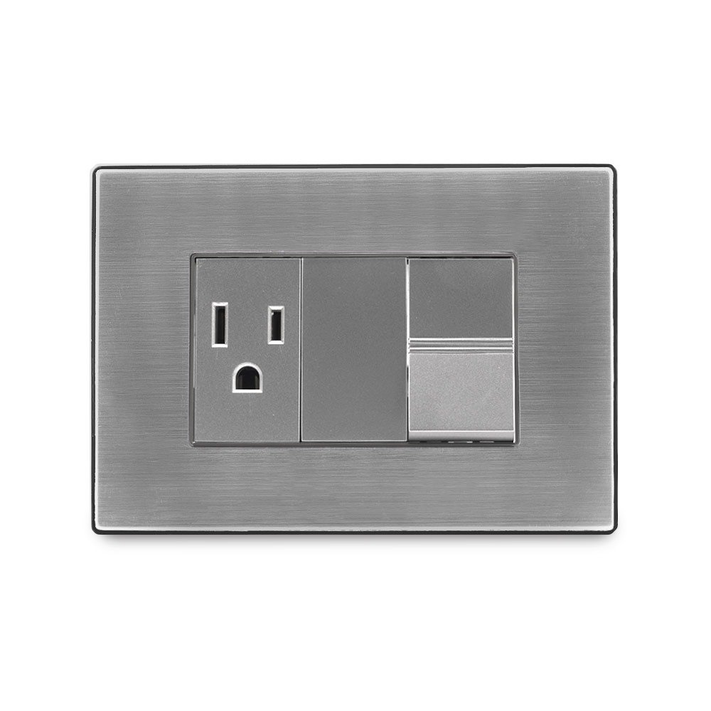 Imagen del Producto: INTERRUPTOR + TOMACORRIENTE PLATA - IGOTO en Area Electric