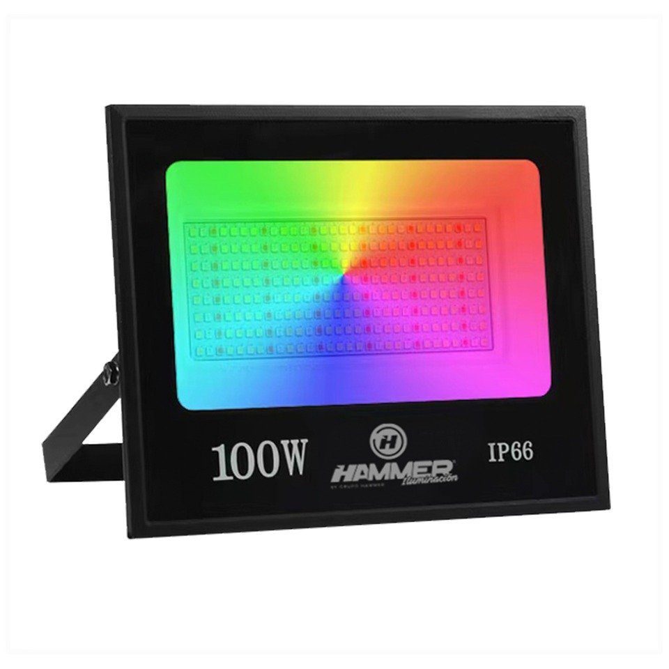 Imagen del Producto: REFLECTOR RGB+WHITE HAMMER/ 100W / 85-265V / CONTROL INCLUIDO / +48 FUNCIONES Y COLORES / ALUM+GLASS en Area Electric
