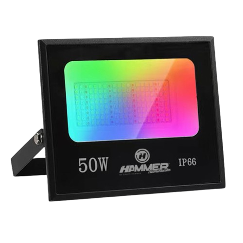 Imagen del Producto: REFLECTOR RGB+WHITE HAMMER/ 50W / 85-265V / CONTROL INCLUIDO / +48 FUNCIONES Y COLORES / ALUM+GLASS en Area Electric