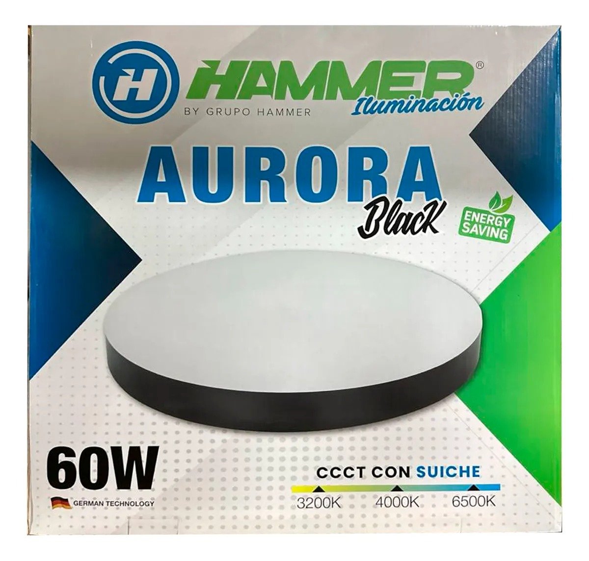 Imagen del Producto: LUMINARIA SUPERFICIAL AURORA/60W/60CM/CCT MULTITONO NEGRA HAMMER en Area Electric