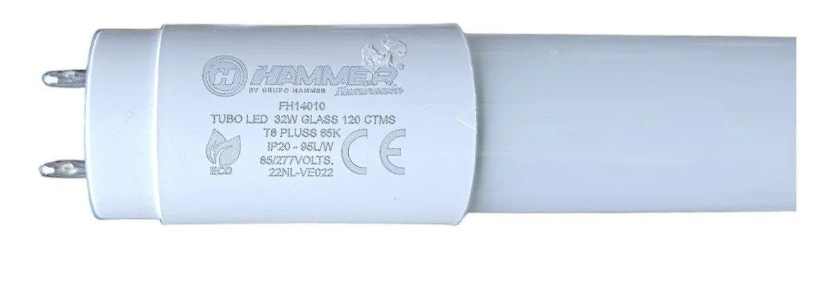Imagen del Producto: TUBO LED T8 PLUSS 32W GLASS 65K 1P20 95 L/W 85/277V 120 CTM HAMMER en Area Electric