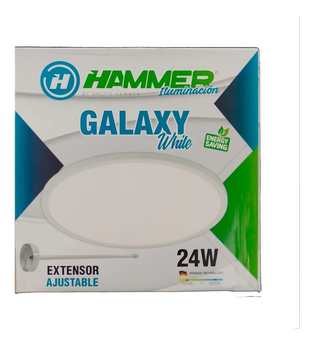 Imagen del Producto: LAMPARA SUPERFICIAL SUSPENDIBLE GALAXY DE 24W / 85-277V / 3.200-6.500K/ BORDE BLANCO HAMMER en Area Electric