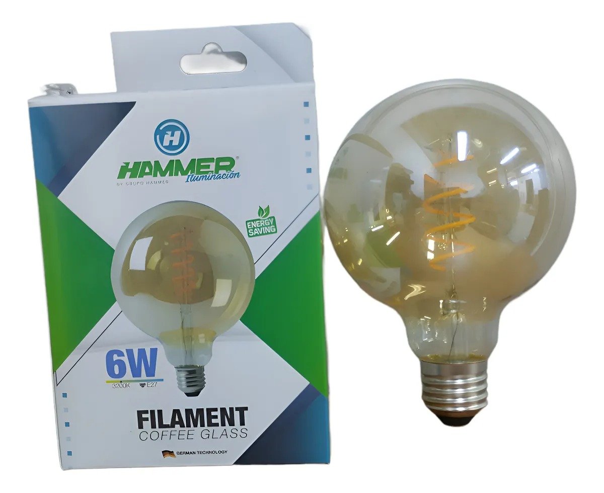 Imagen del Producto: FILAMENT BULB - TIPO GLOBO - 6W - 32K G95 - E27 - 85/265V HAMMER en Area Electric