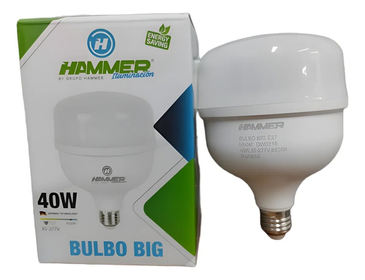 Imagen del Producto: BULBO BIG2 / 40W / E27 / 85-277V / PVC / DOB / 80LM*W / 6500K  HAMMER en Area Electric