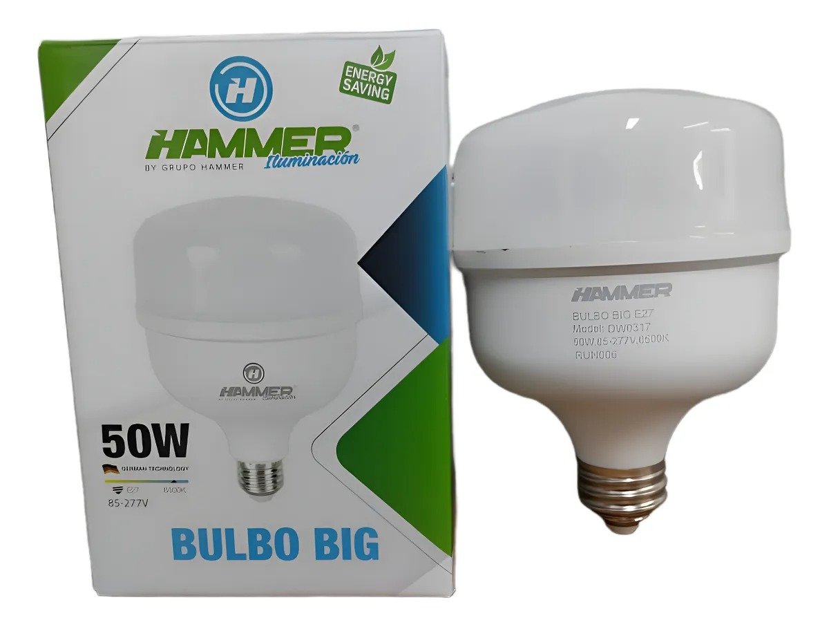 Imagen del Producto: BULBO BIG2 / 50W / E27 / 85-277V / PVC / DOB / 80LM*W / 6500K HAMMER en Area Electric