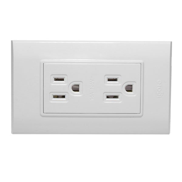 Imagen del Producto: TOMACORRIENTE DOBLE CON TIERRA BLANCO - IGOTO en Area Electric